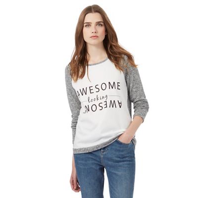 Red Herring White and grey 'Awesome' slogan top